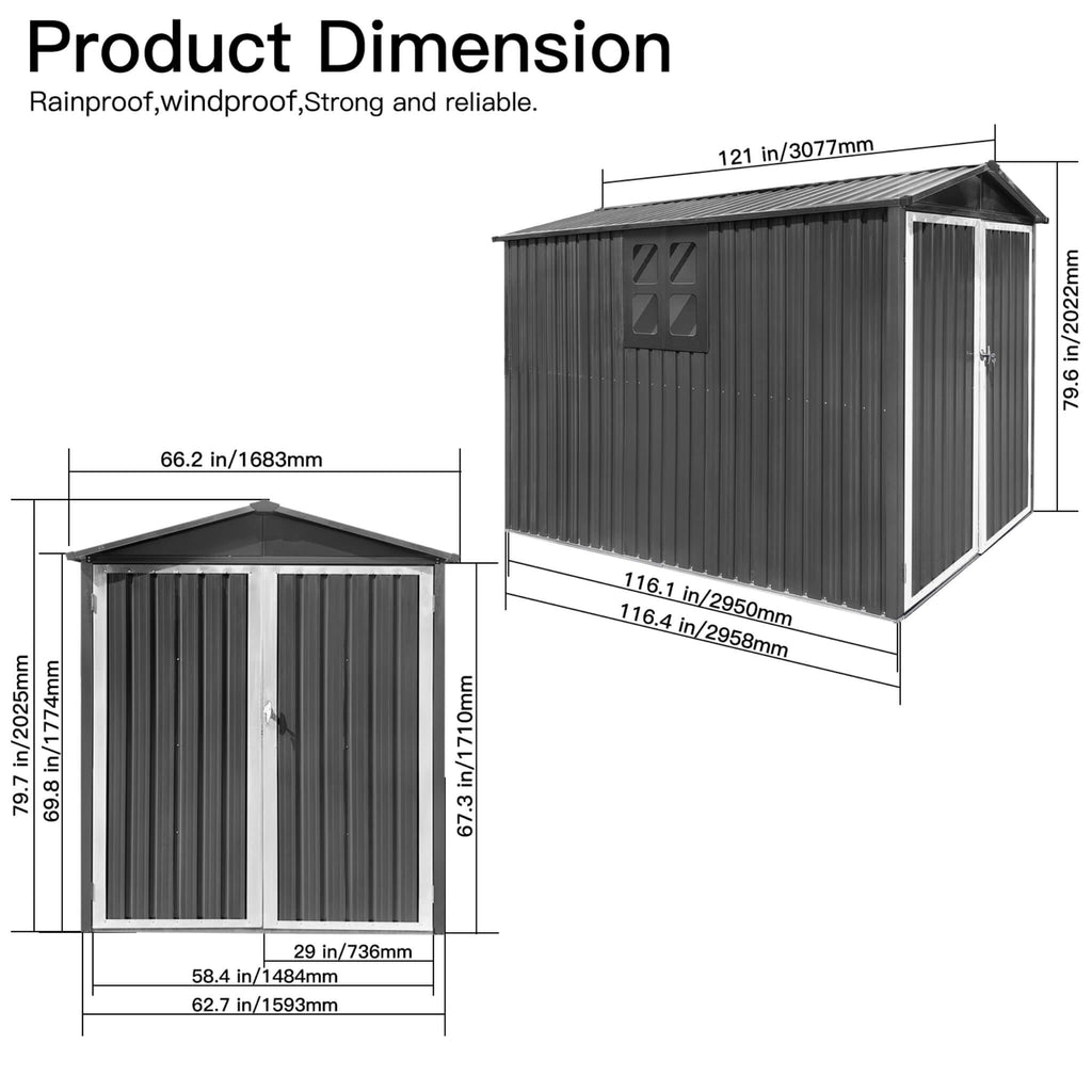 [05X10FT] Large Weatherproof Outdoor Motocycle And Tools Storage Shed (SAK91642)
