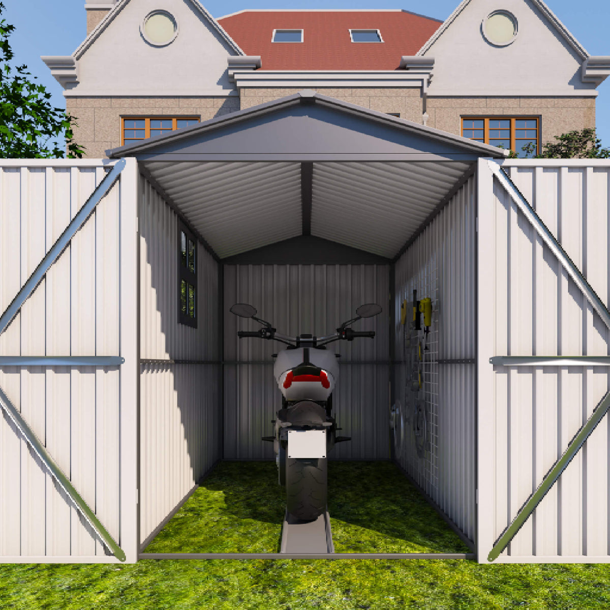 [05X10FT] Large Weatherproof Outdoor Motocycle And Tools Storage Shed (SAK91642)