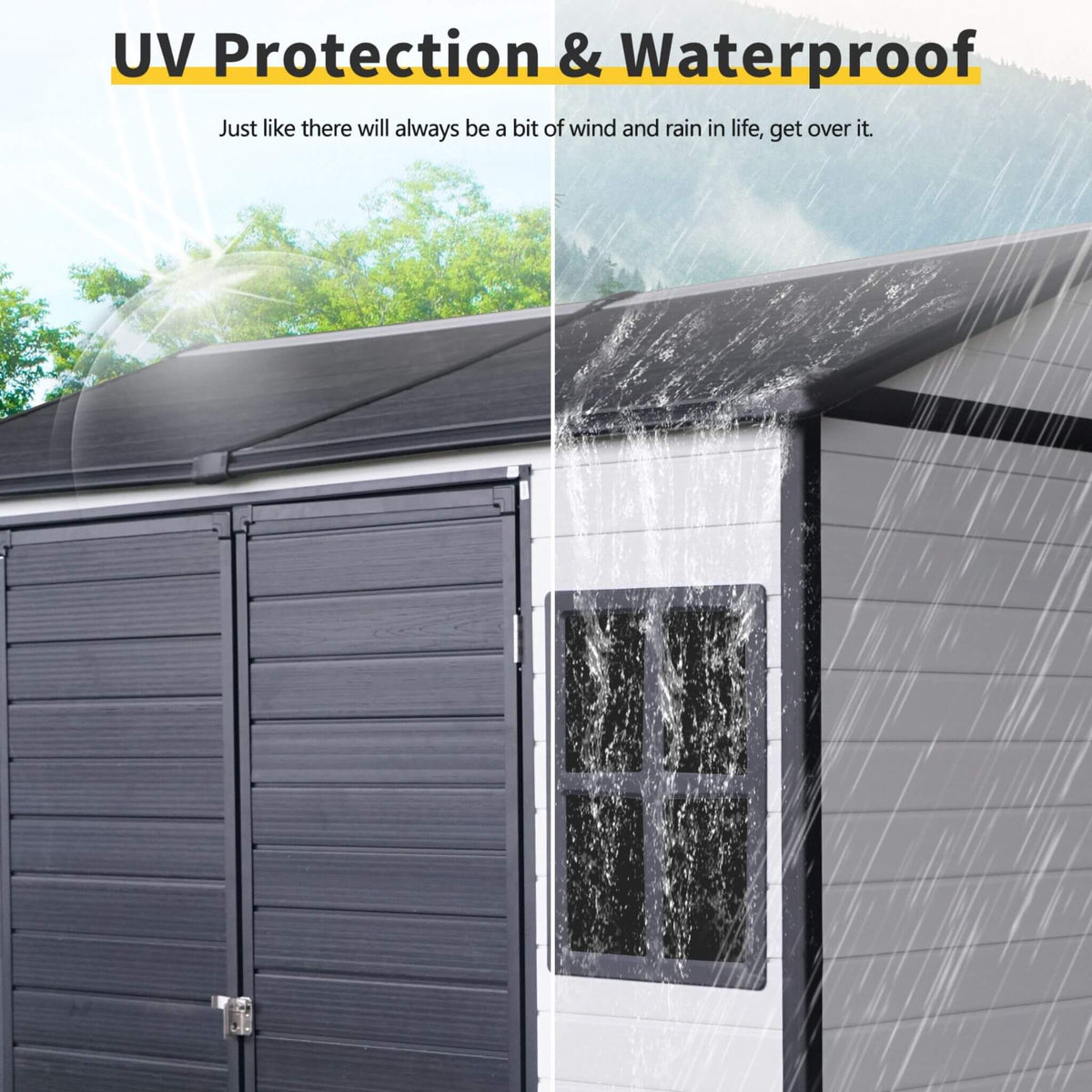 [06X08FT] Heavy-Duty Outdoor Resin Storage Shed With Lockable Doors And Built-In Floor (SAK26342)