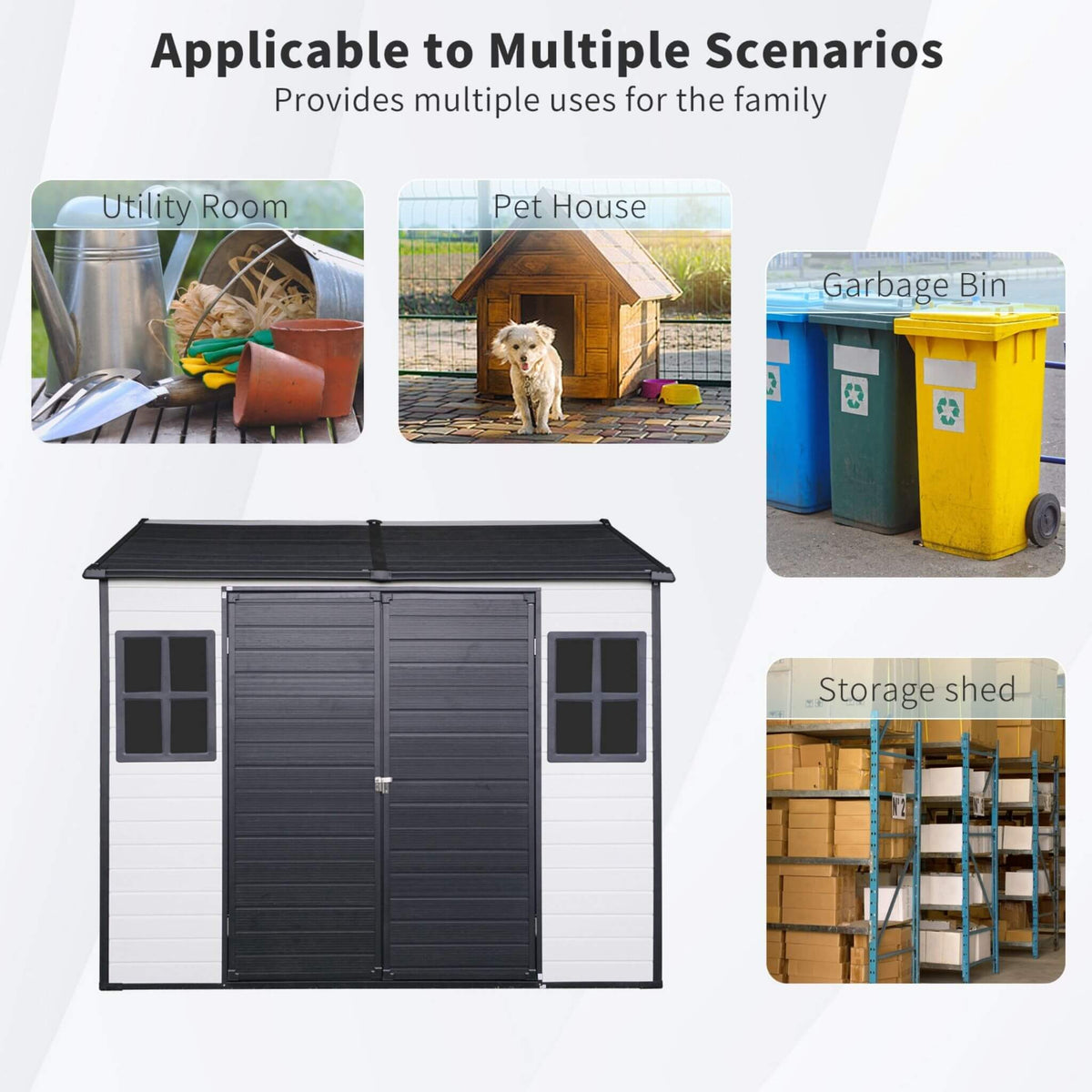 [06X08FT] Heavy-Duty Outdoor Resin Storage Shed With Lockable Doors And Built-In Floor (SAK26342)