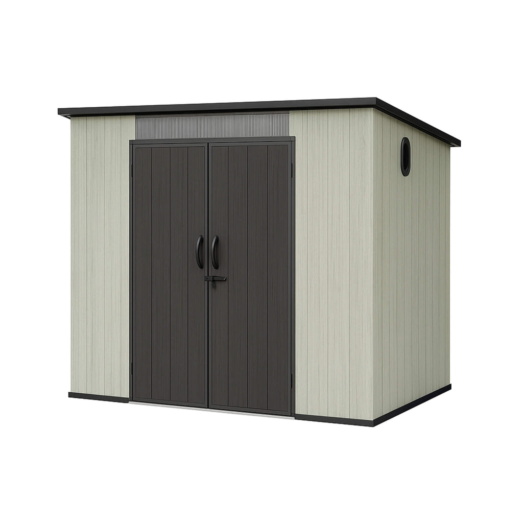 [06X08FT] Outdoor Resin Storage Shed With Lockable Double Doors And Sloping Roof (SAK73286)