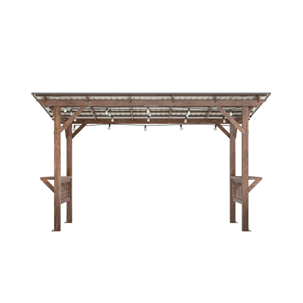 [06X13FT] Durable Outdoor Hardtop BBQ Grill Shelter Gazebo With Shelves (SAK65420)
