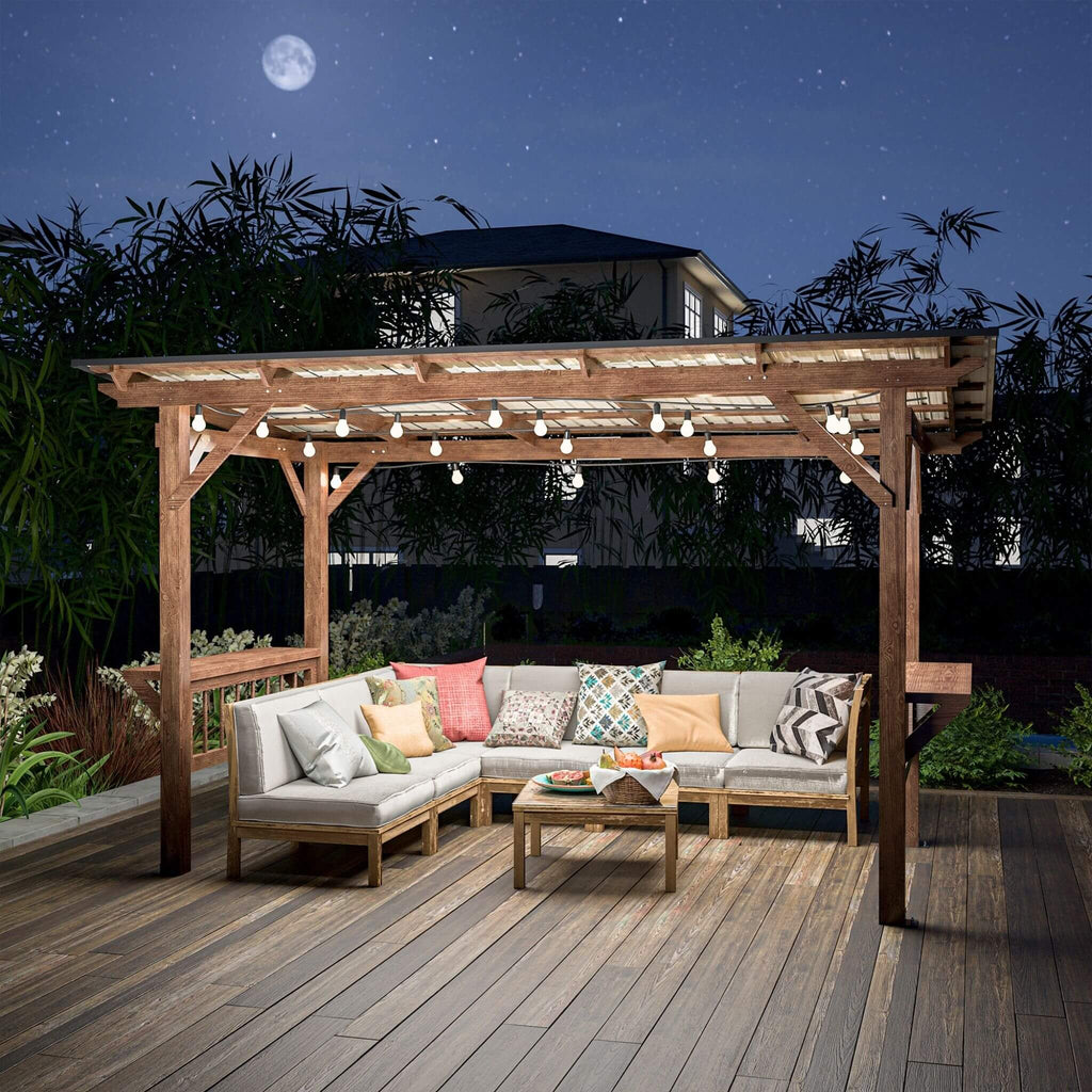 [06X13FT] Durable Outdoor Hardtop BBQ Grill Shelter Gazebo With Shelves (SAK65420)