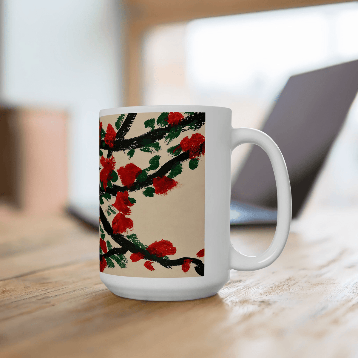 PimsArt Hummingbird and Cherry Blossom Mug From Original Painting