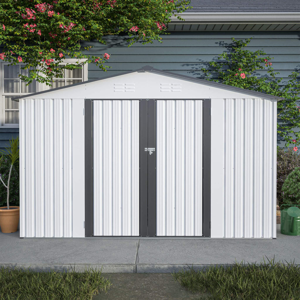 [08X10FT] Heavy-Duty Outdoor All-Weather Metal Garden Tool Shed (SAK28501)