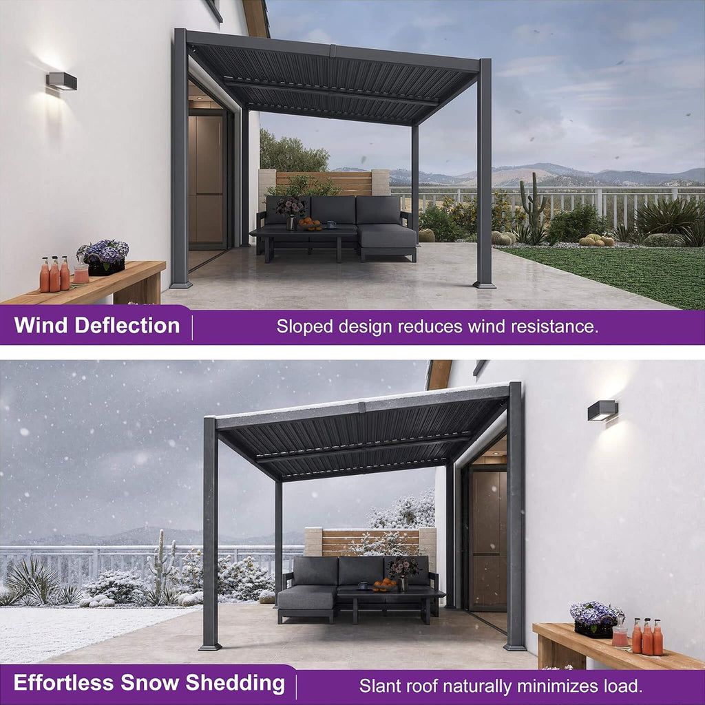 [08X10FT] Modern Louvered Aluminum Pergola With Sloped Roof (SAK12169)
