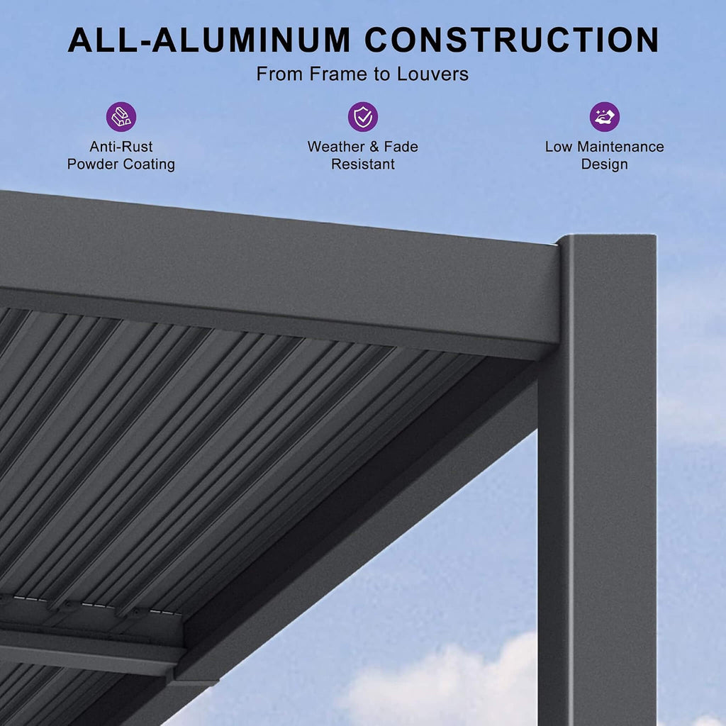 [08X12FT] Modern Louvered Aluminum Pergola With Sloped Roof (SAK37244)