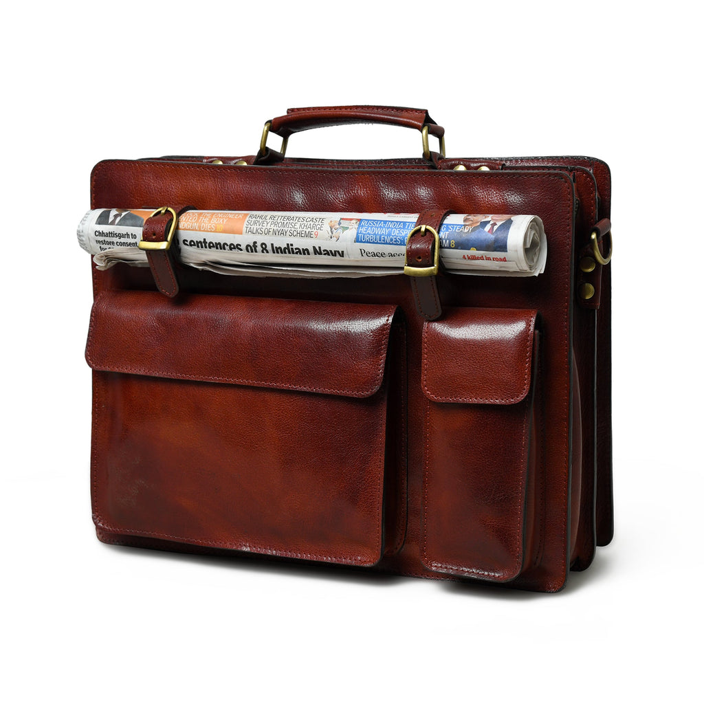 Tuscany Italian Leather Briefcase, Tan