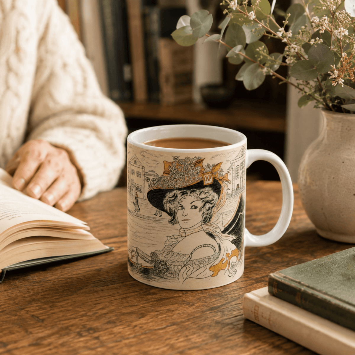 PimsArt Vintage Belle Victorian Mug From Original Drawing