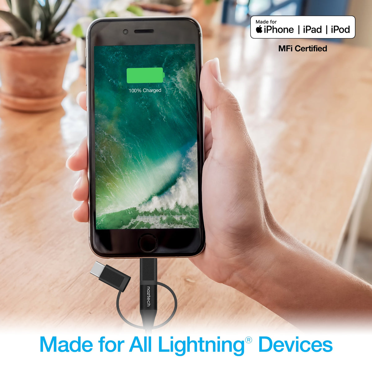 Naztech 3X1 Micro Lightning & USB-C Charge & Sync 6ft Cable