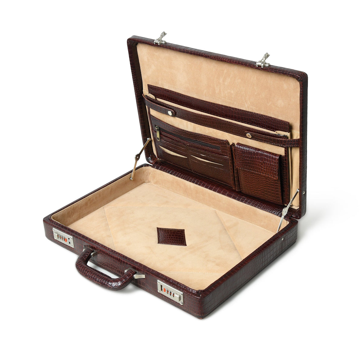 Executive Croco Leather Briefcase/Suitcase- Brown