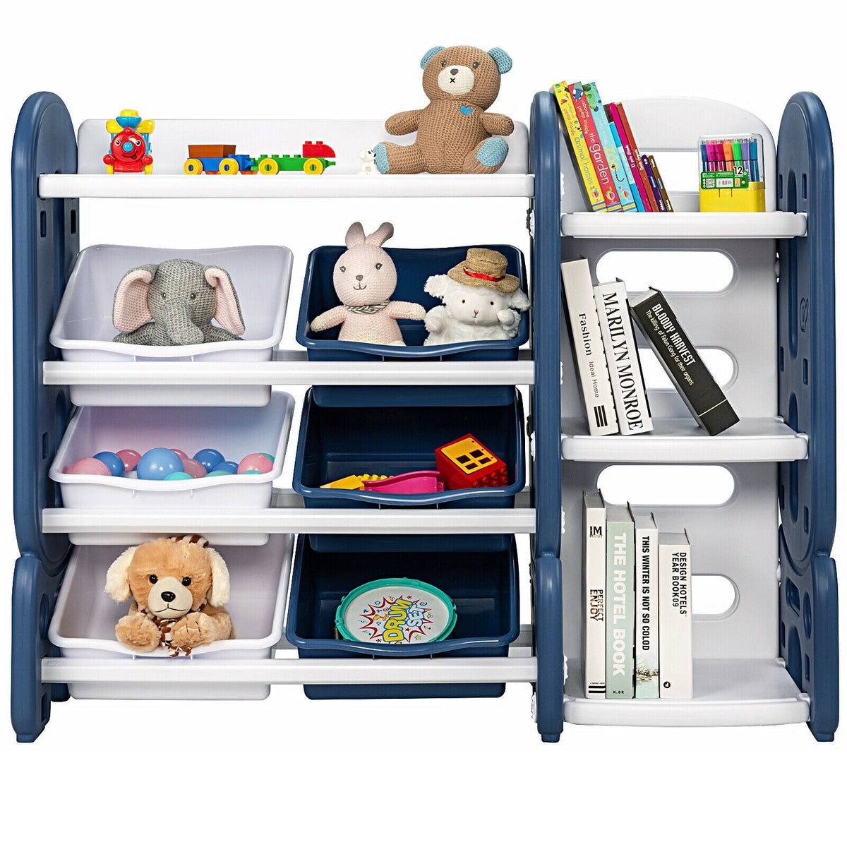 Kids Toy Storage Organizer with Bins and Multi-Layer Shelf for Bedroom Playroom