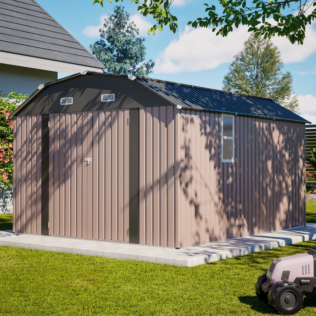 [10X12FT] Heavy-Duty Outdoor Metal Storage Shed With Floor (SAK91820)