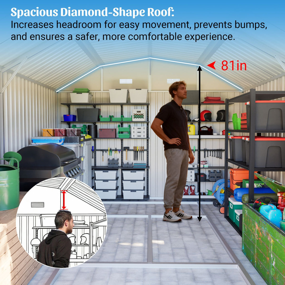[10X12FT] Heavy-Duty Outdoor Metal Storage Shed With Floor (SAK91820)
