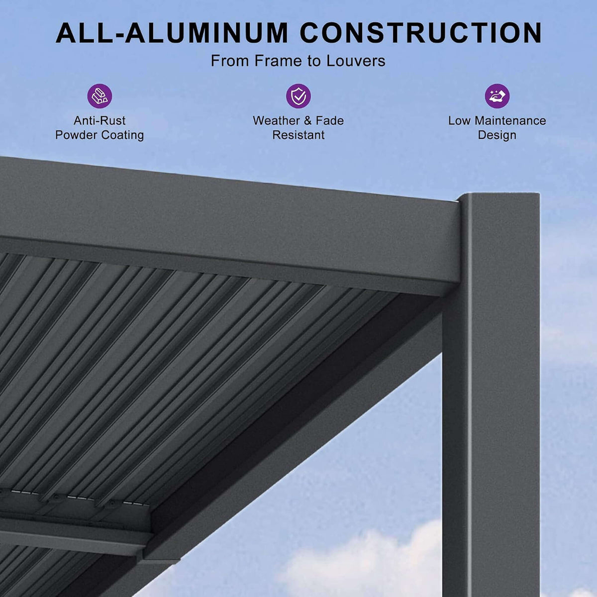 [10X12FT] Modern Louvered Aluminum Pergola With Sloped Roof (SAK41765)