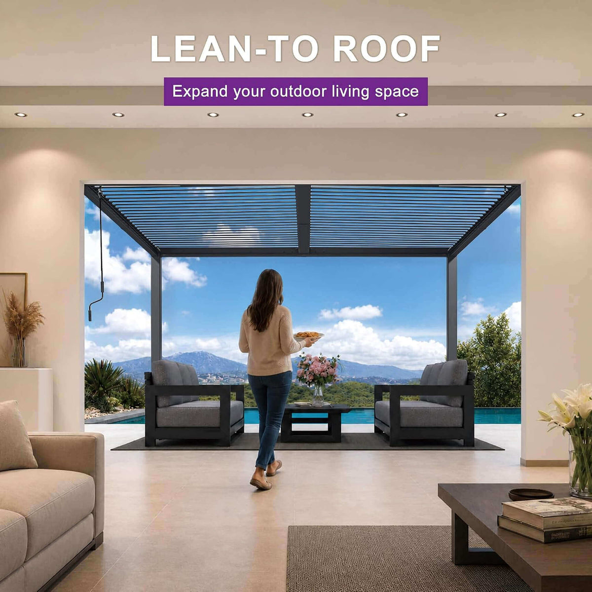 [10X12FT] Modern Louvered Aluminum Pergola With Sloped Roof (SAK41765)