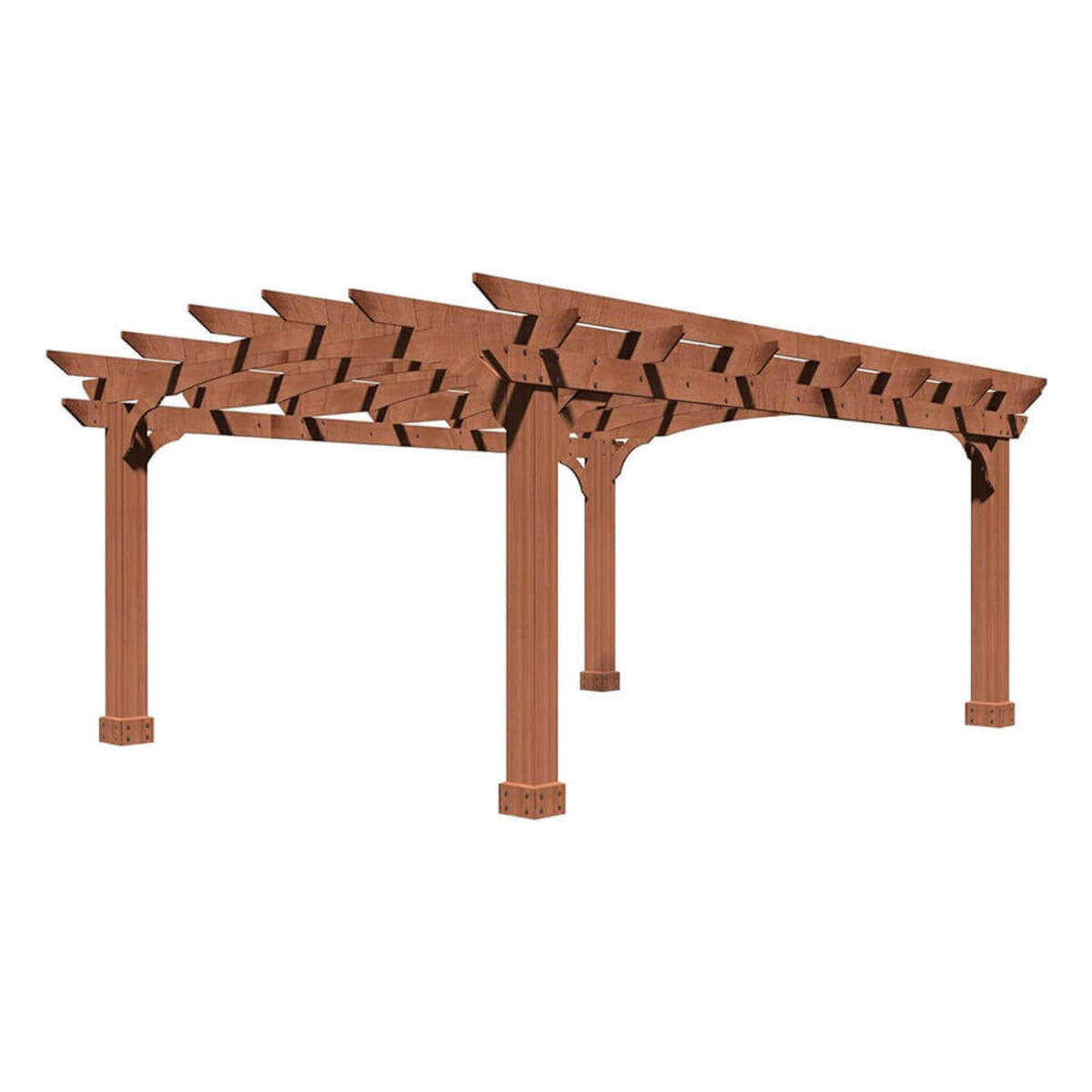 [12X14FT] Luxury Outdoor All-Season Backyard Cedar Wood Gazebo Pergola With Arched Roof And Stakes For Patios (SAK68194)