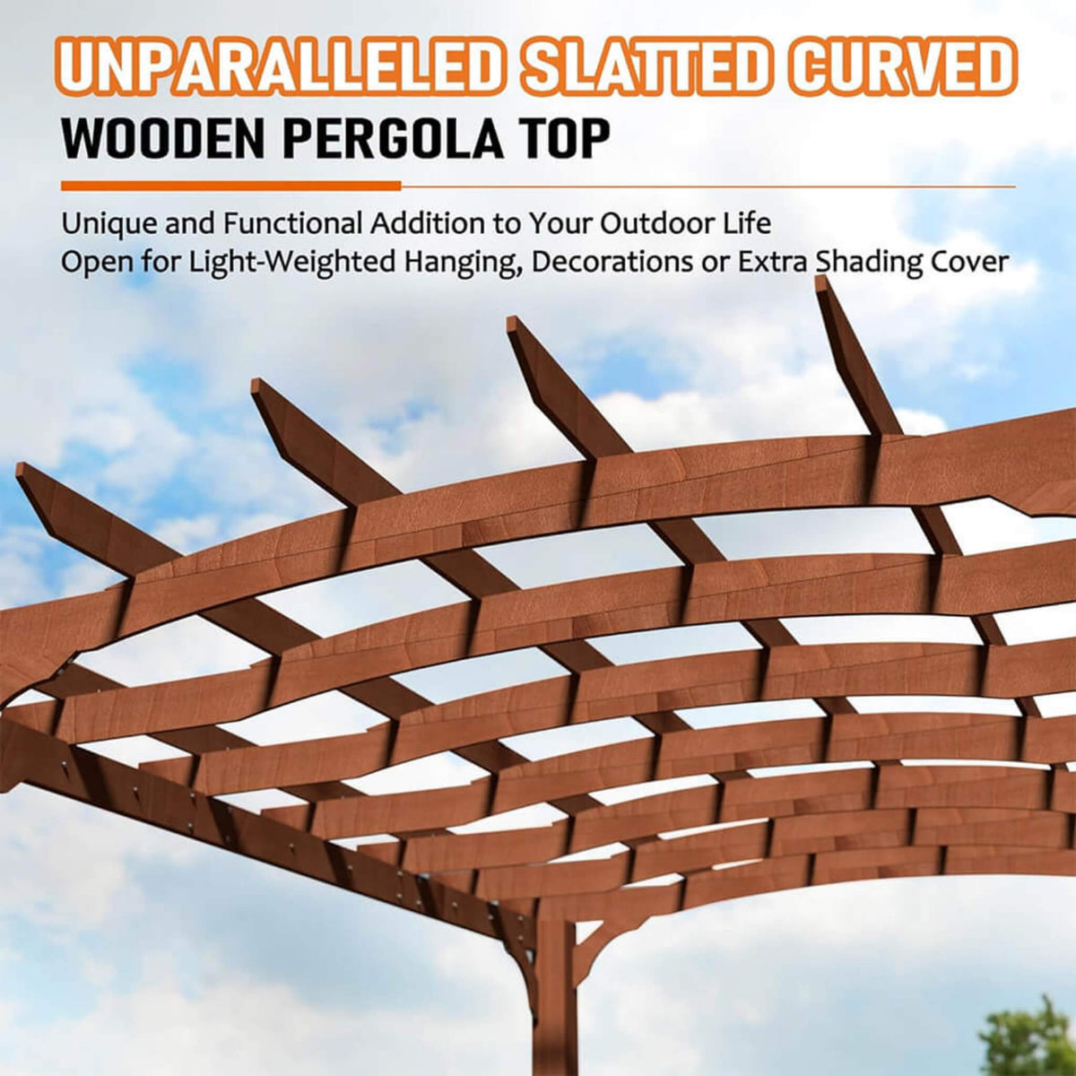 [12X14FT] Luxury Outdoor All-Season Backyard Cedar Wood Gazebo Pergola With Arched Roof And Stakes For Patios (SAK68194)