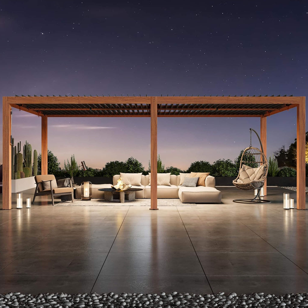 [10X20FT] Heavy-Duty Luxury Outdoor Pergola With Adjustable Louvers And Integrated Drainage (SAK42670)