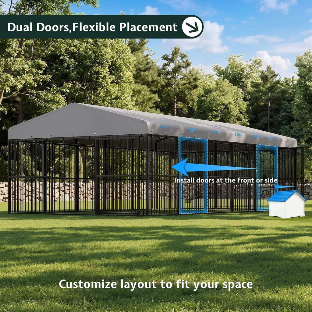 [10X20FT] Large Heavy-Duty Dog Kennel With Waterproof Roof And Dual Doors (SAK94571)