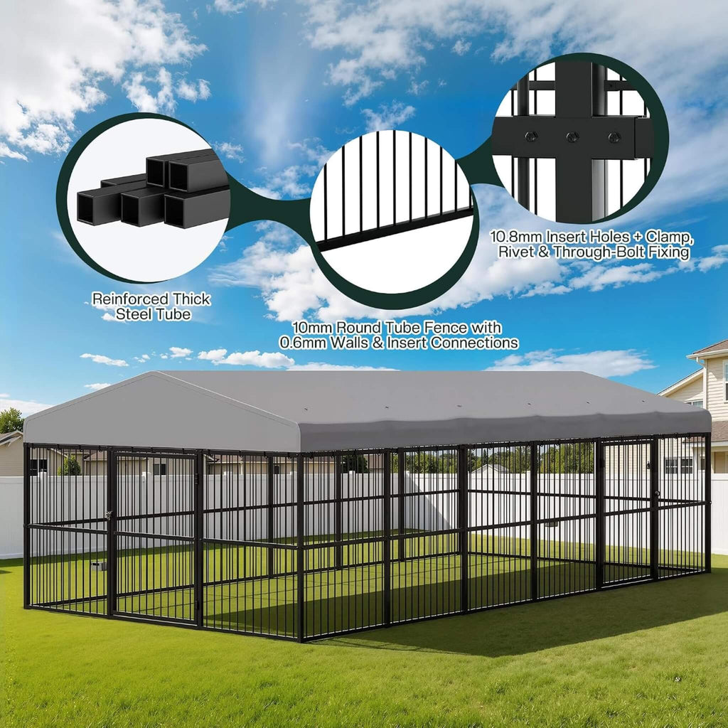 [10X20FT] Large Heavy-Duty Dog Kennel With Waterproof Roof And Dual Doors (SAK94571)