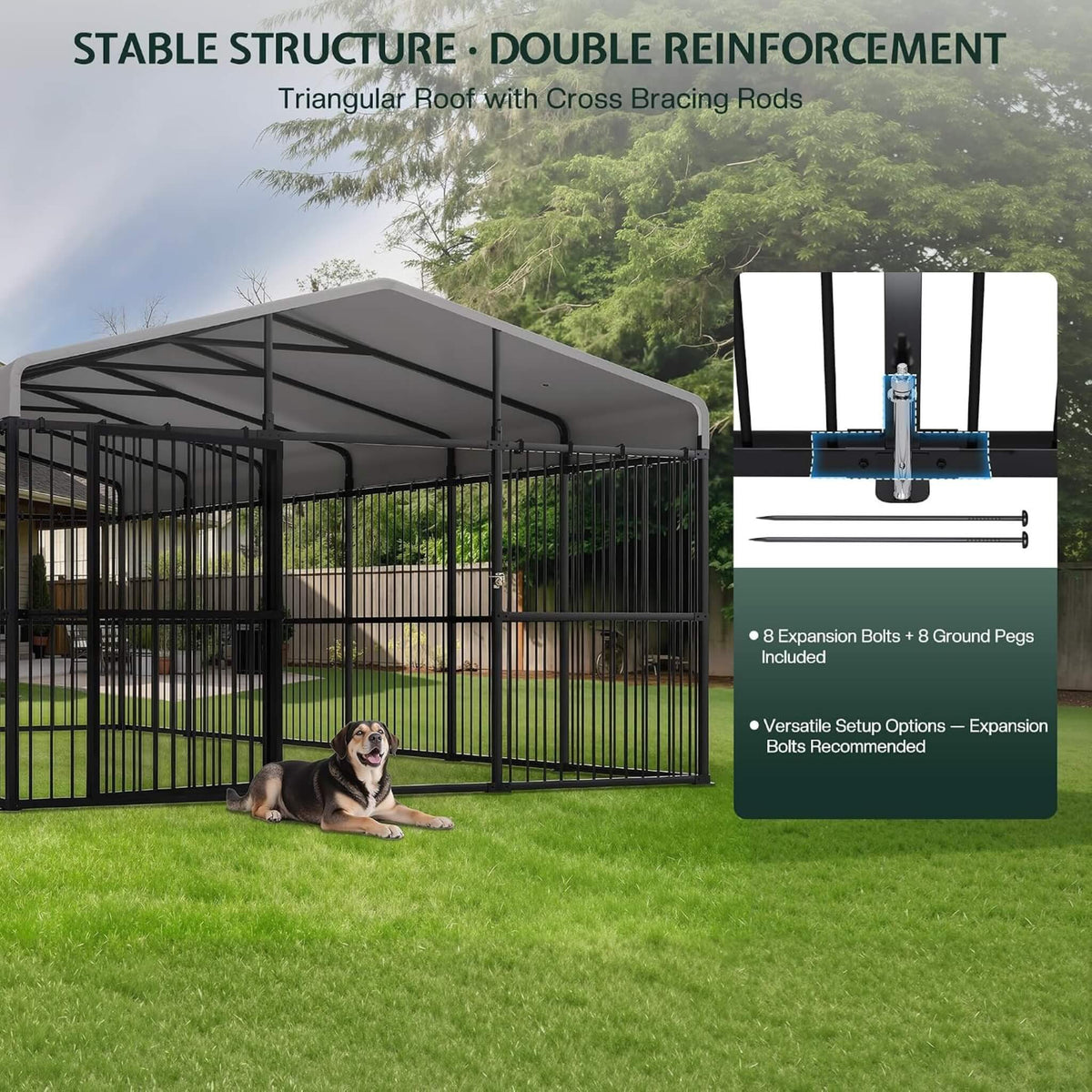 [10X20FT] Large Heavy-Duty Dog Kennel With Waterproof Roof And Dual Doors (SAK94571)