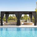 [10X20FT] Premium Louvered Pergola With Curtains And Netting (SAK67041)