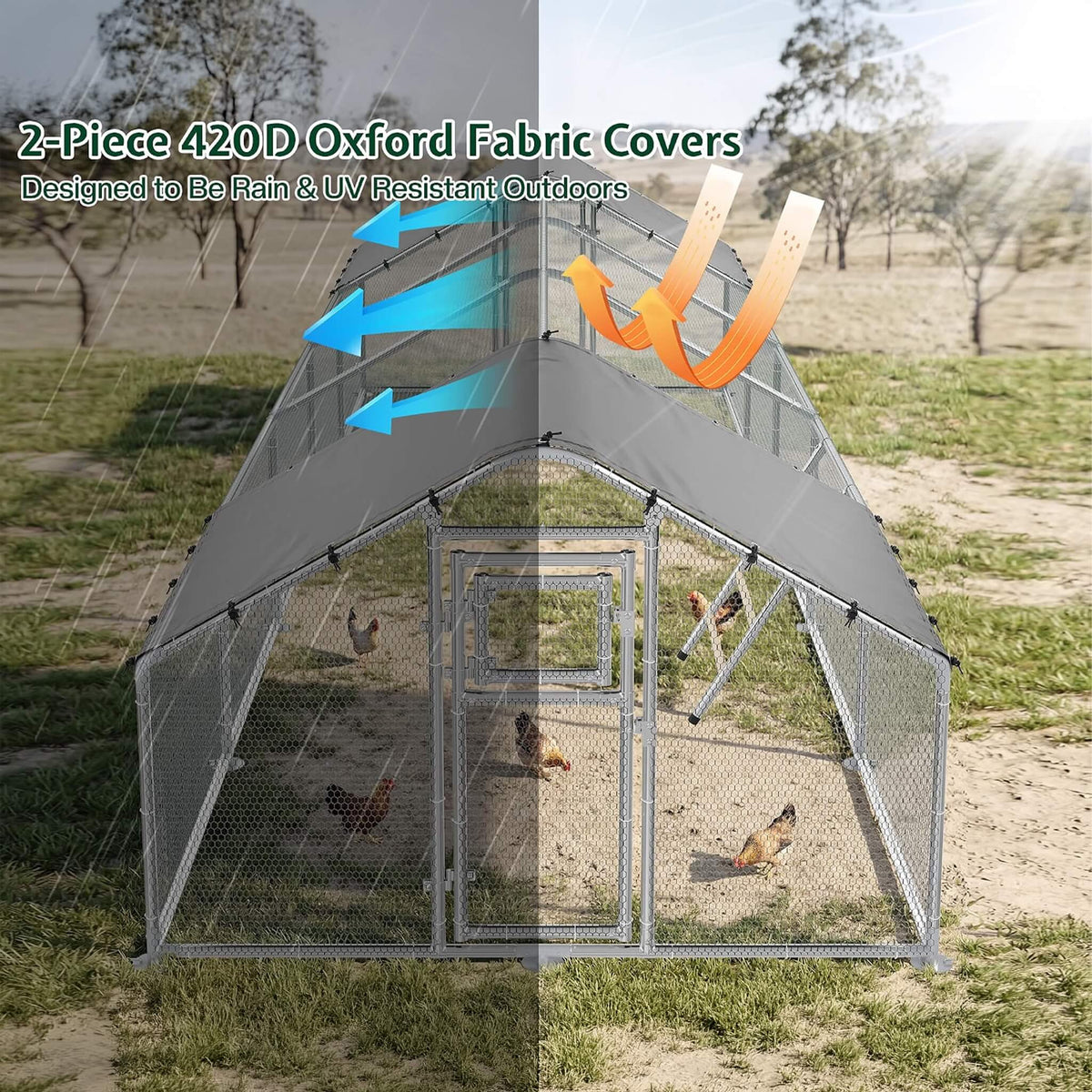 Extra-Large Walk-In Chicken Coop With Spire Roof (SAK84163)