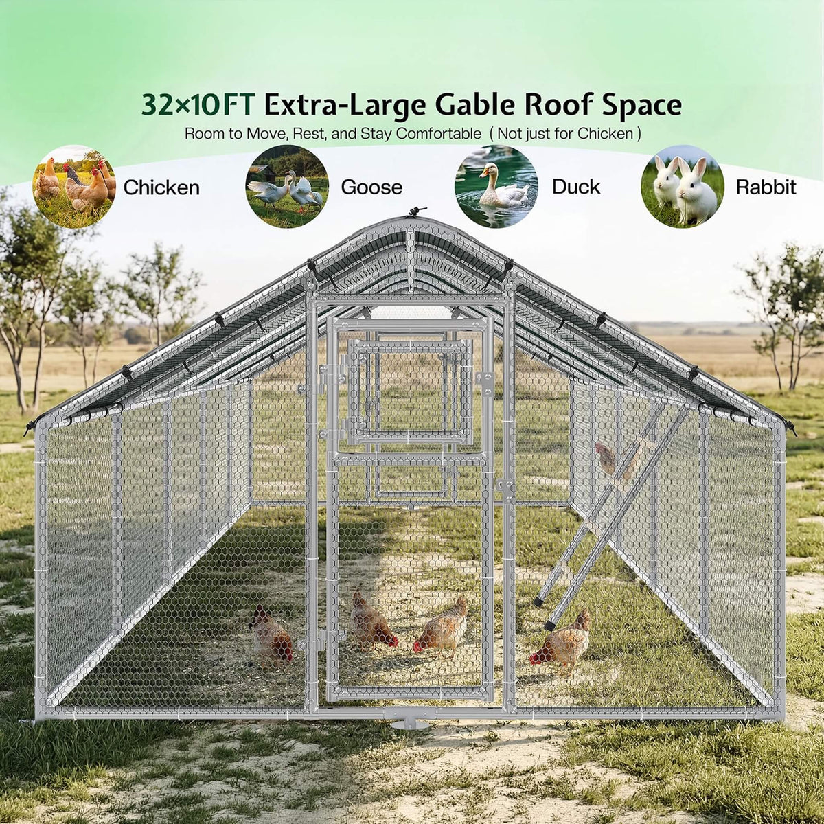 Extra-Large Walk-In Chicken Coop With Spire Roof (SAK84163)