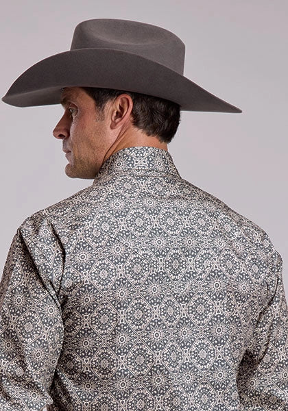 Stetson 2952 Bandana Print (Grey) - Men's Western Shirt