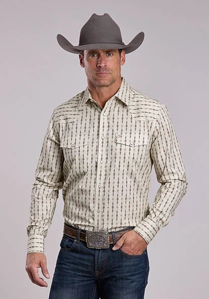Stetson 2875 Southwest Stripe (Cream) - Men's Western Shirt