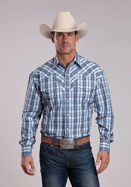 Stetson 2879 Vintage Dobby (Blue) - Men's Western Shirt