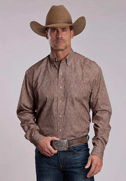 Stetson 3071 Highland Paisley (Brown) - Men's Button Up Shirt