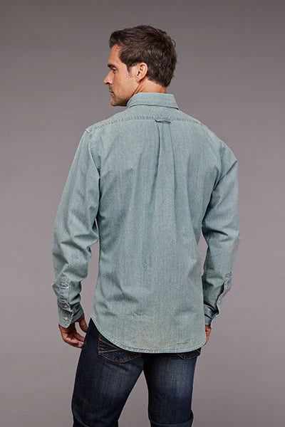 Stetson Chambray Button Front (Blue) - Men's Western Shirt