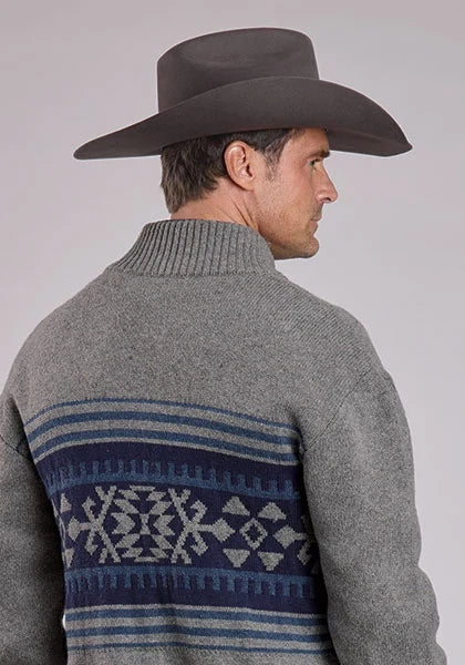 Stetson 2776 Aztec Border (Grey) - Men's Wool Sweater