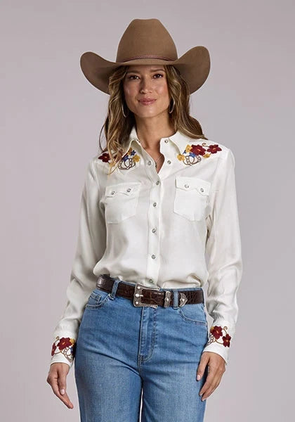 Stetson 3265 Flower Collar (White) - Women's Western Shirt