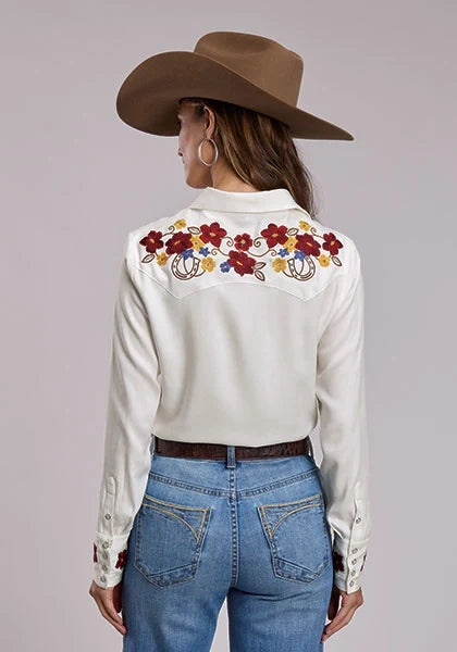 Stetson 3265 Flower Collar (White) - Women's Western Shirt
