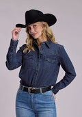 Stetson Single Point (Dark Wash) - Women's Denim Western Shirt