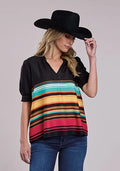 Stetson 2912 Border Print (Black) - Women's Blouse