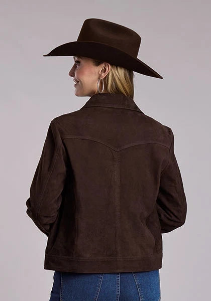Stetson Boxy Collar (Chocolate) - Women's Suede Leather Jacket
