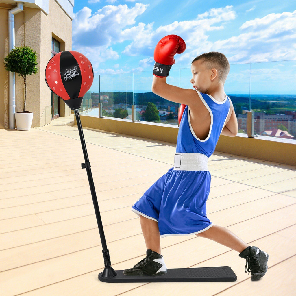 Kids Punching Bag with Adjustable Stand and Boxing Gloves