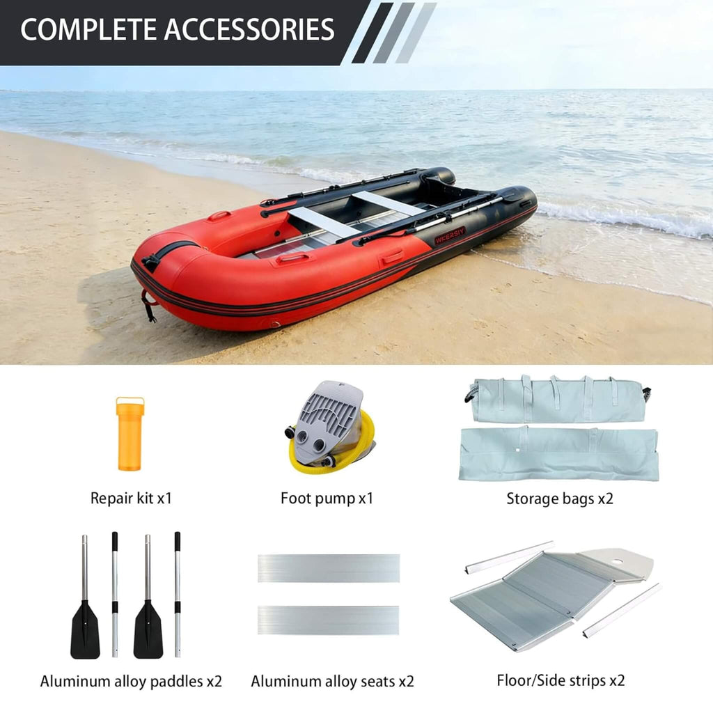 11FT Heavy-Duty Inflatable Dinghy With Aluminum Floor & Oars (SAK17362)