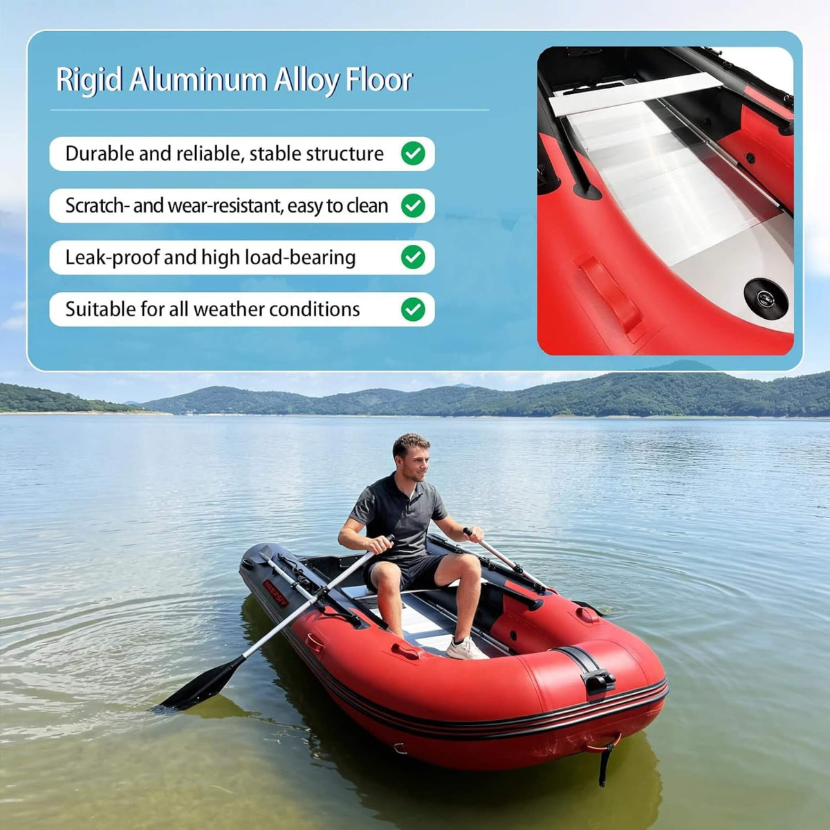 11FT Heavy-Duty Inflatable Dinghy With Aluminum Floor & Oars (SAK17362)