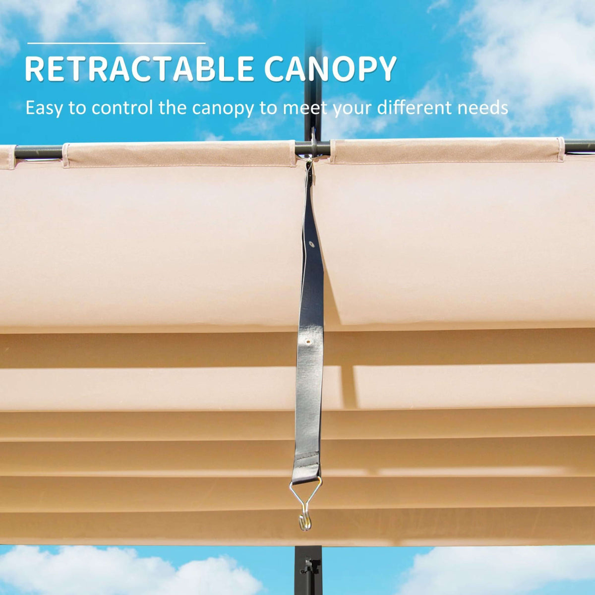[11X16FT] Heavy-Duty Outdoor Retractable Aluminum Pergola With Weather-Resistant Canopy (SAK91853)