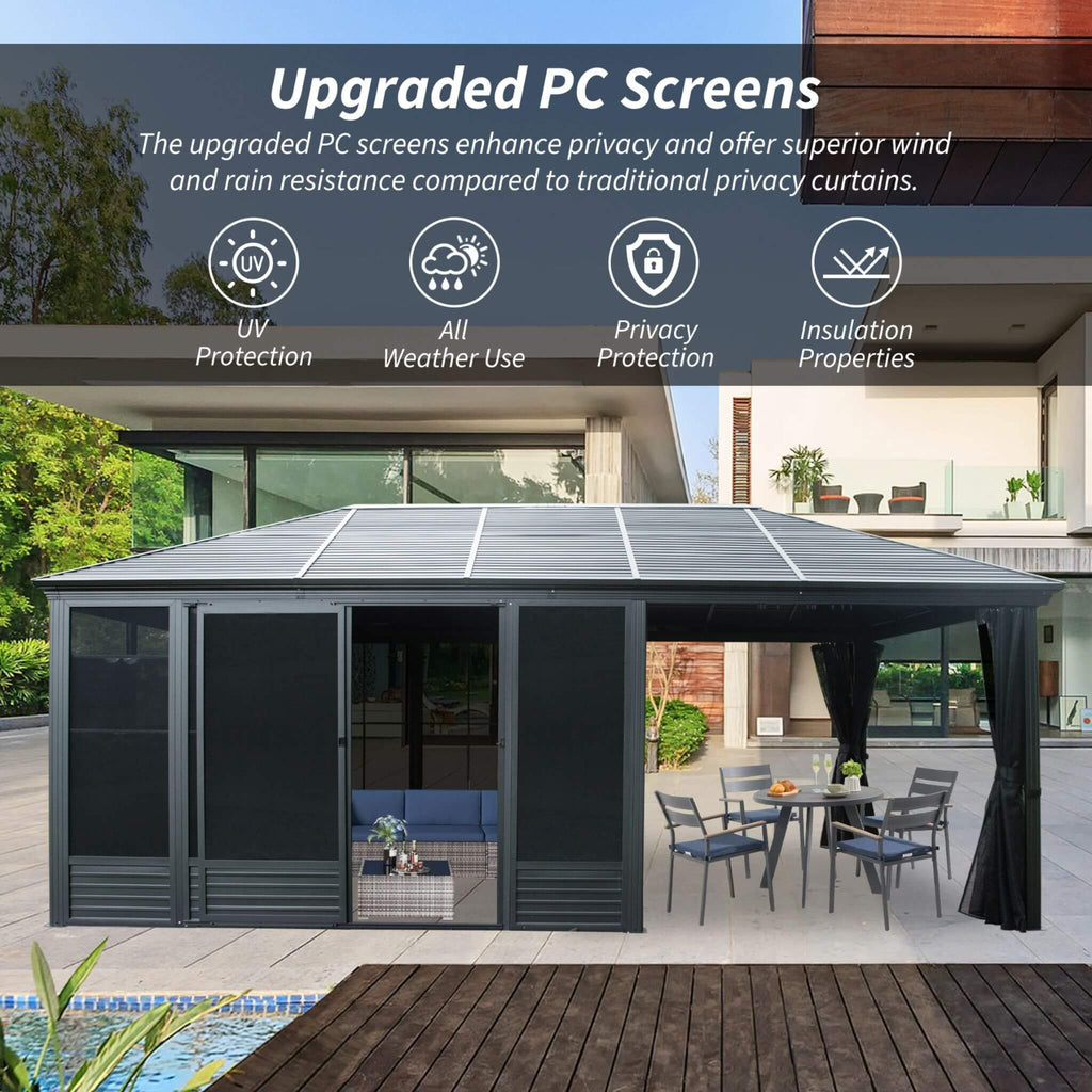 [11X21FT] Outdoor All-Season Solarium Sunroom Gazebo With Galvanized Steel Roof (SAK42018)