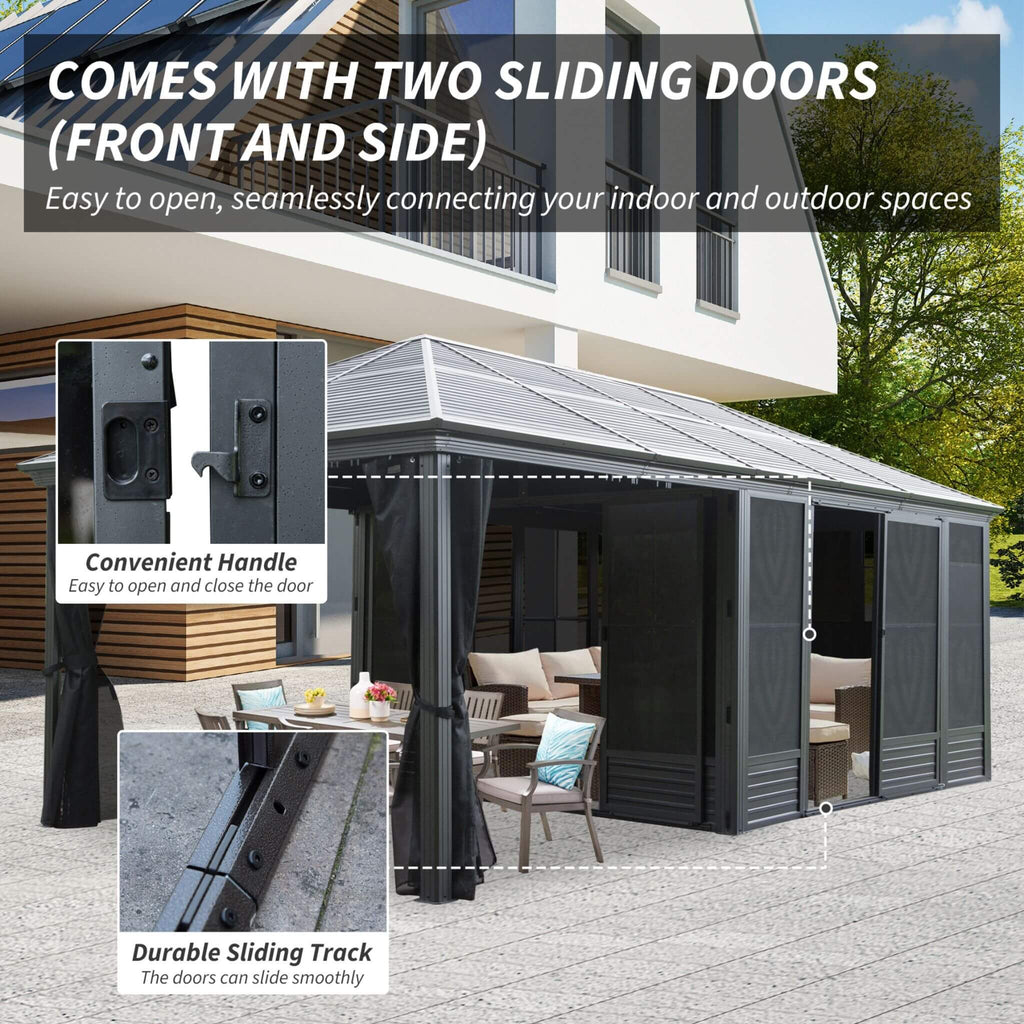 [11X21FT] Outdoor All-Season Solarium Sunroom Gazebo With Galvanized Steel Roof (SAK42018)