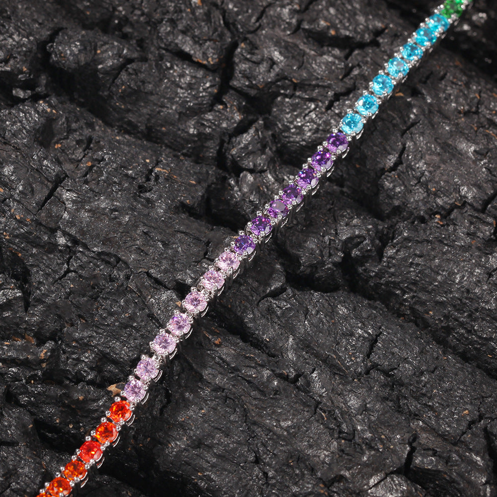 Hip-hop colored zircon tennis bracelets