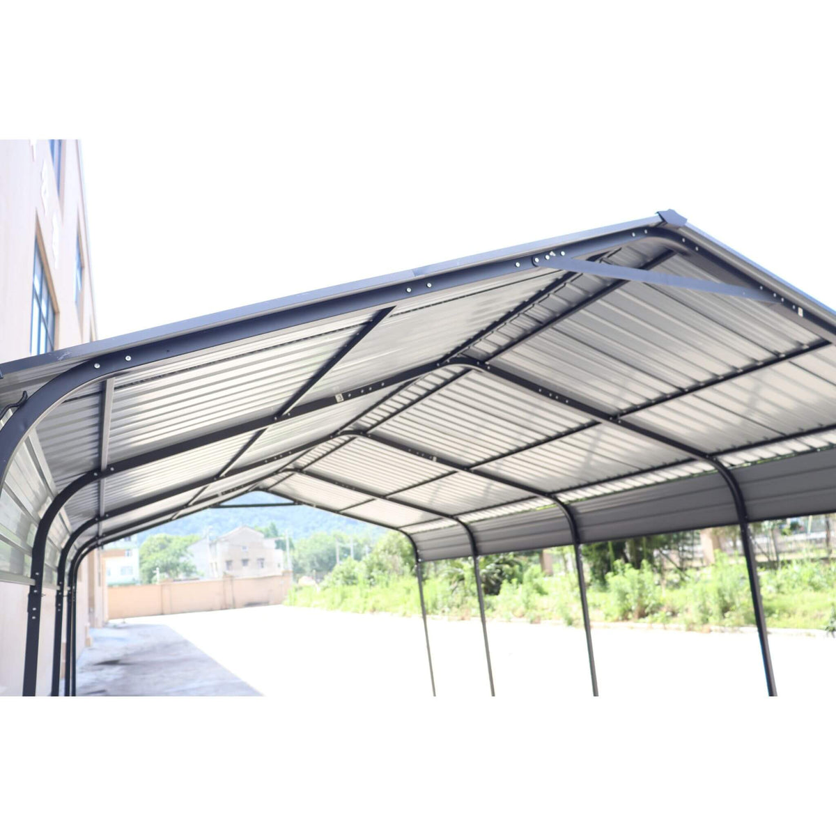 [12X20FT] Heavy-Duty Metal Carport With Galvanized Steel Roof For Car, Boats And Trucks, Gray (SAK95562)