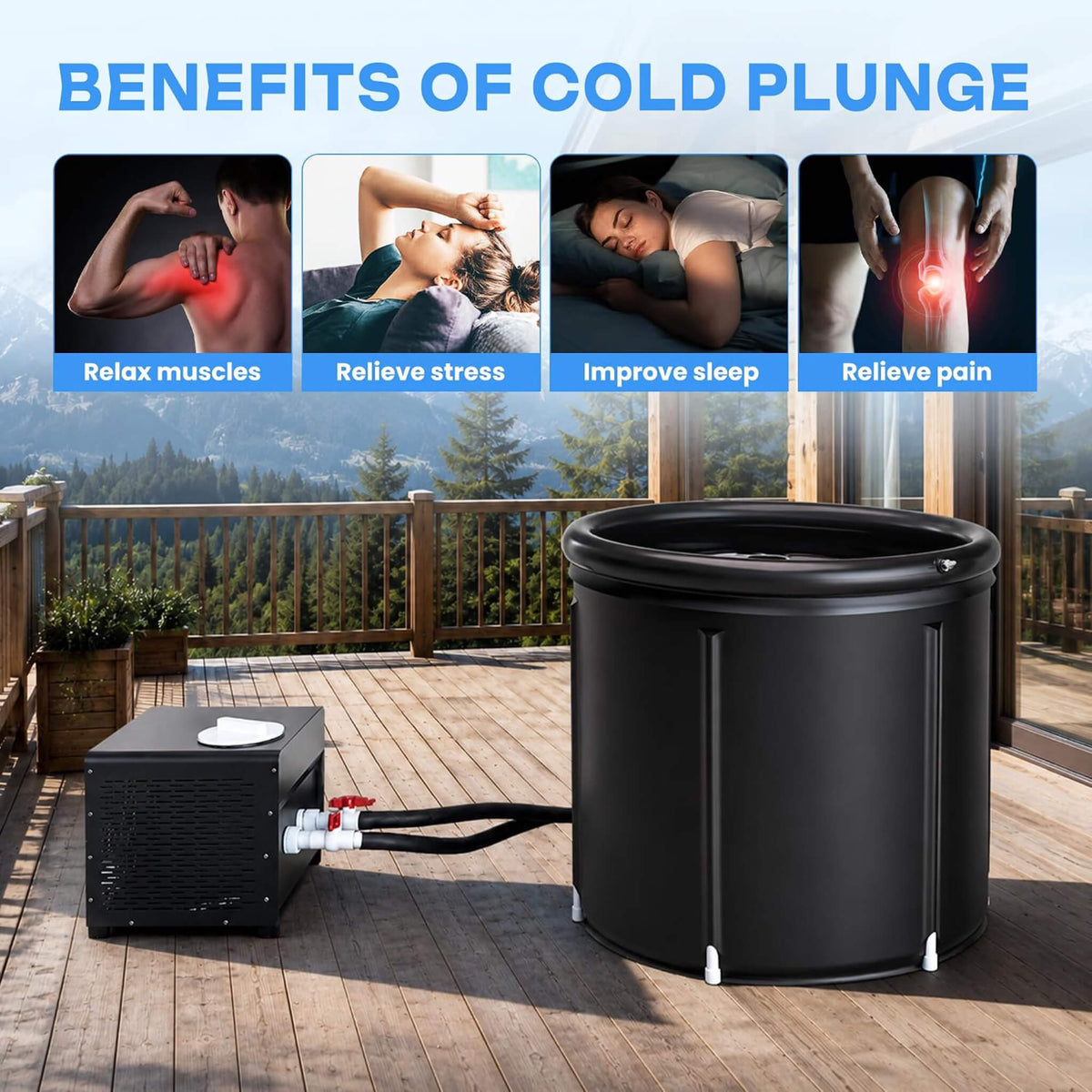1/3HP Foldable Cold Plunge Tub With Smart Ice Bath Water Chiller (SAK16452)