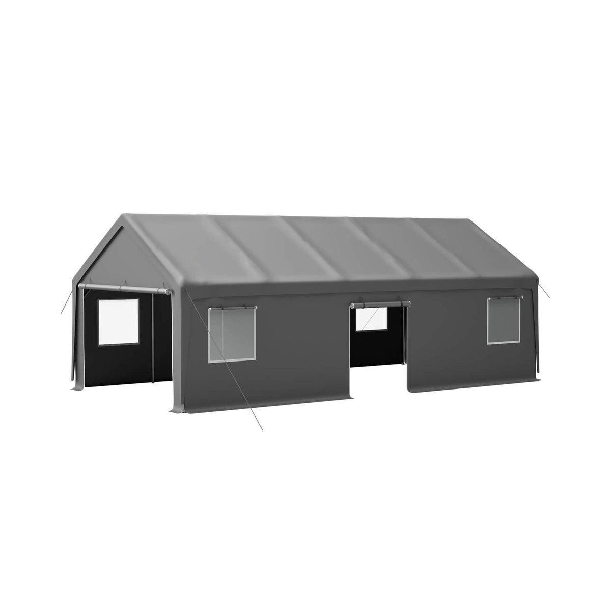 [13X26FT] Heavy-Duty Carport Canopy With Roll-Up Doors And Windows (SAK14975)